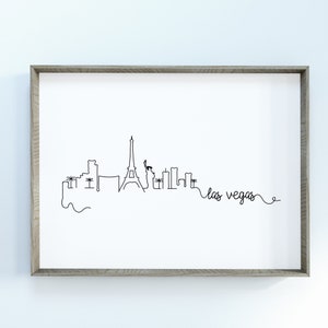 Las Vegas City Skyline Print | Minimalist Black & White Wall Art | Las Vegas, Nevada Skyline Digital Download
