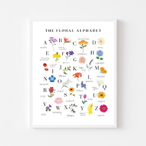 Floral Alphabet Print (Cursive) | Flowers/Floral/Gardening ABC&#39;s Art Print/Poster Digital Download