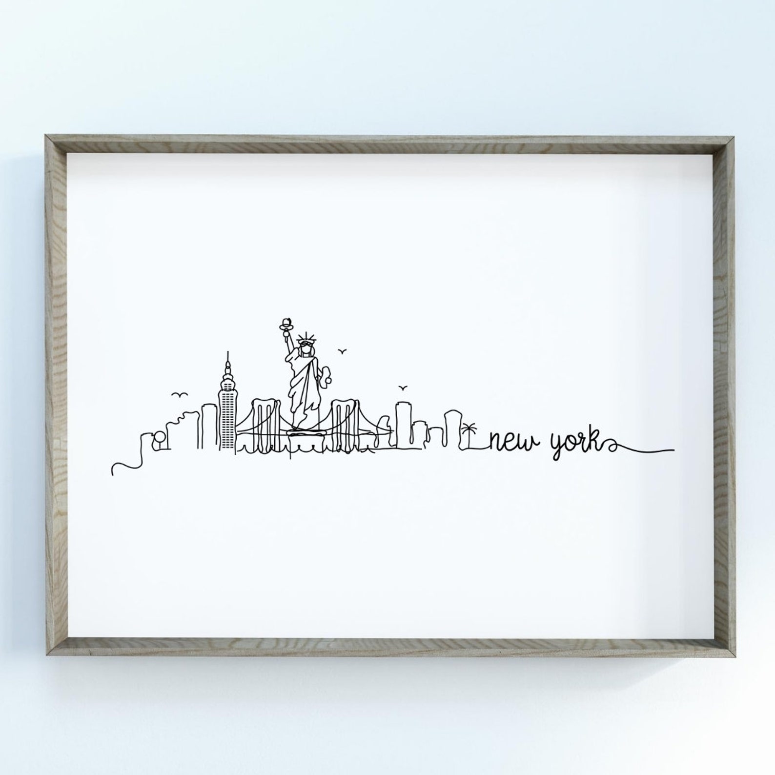 New York City Skyline Print | Minimalist Black & White Wall Art | New ...