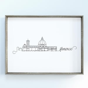 Florence City Skyline Print | Minimalistisch Schwarz &Weiß Wandkunst | Florenz, Italien Skyline Digitaler Download