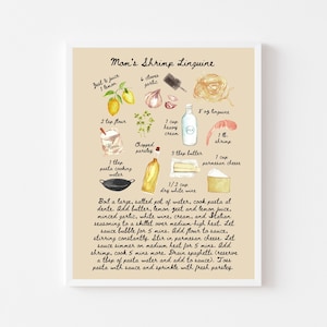 Custom Illustrated Family Recipe | Watercolor Recipe Digital Downloads | Printable Custom Recipes