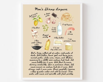 Custom Illustrated Family Recipe | Watercolor Recipe Digital Downloads | Printable Custom Recipes