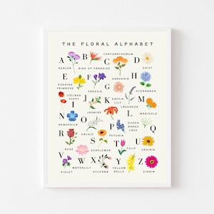 Floral Alphabet Print | Flowers/Floral/Gardening ABC's Art Print/Poster Digital Download