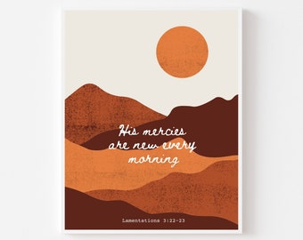His Mercies Are New Every Morning Bible Verse Print Wall Decor