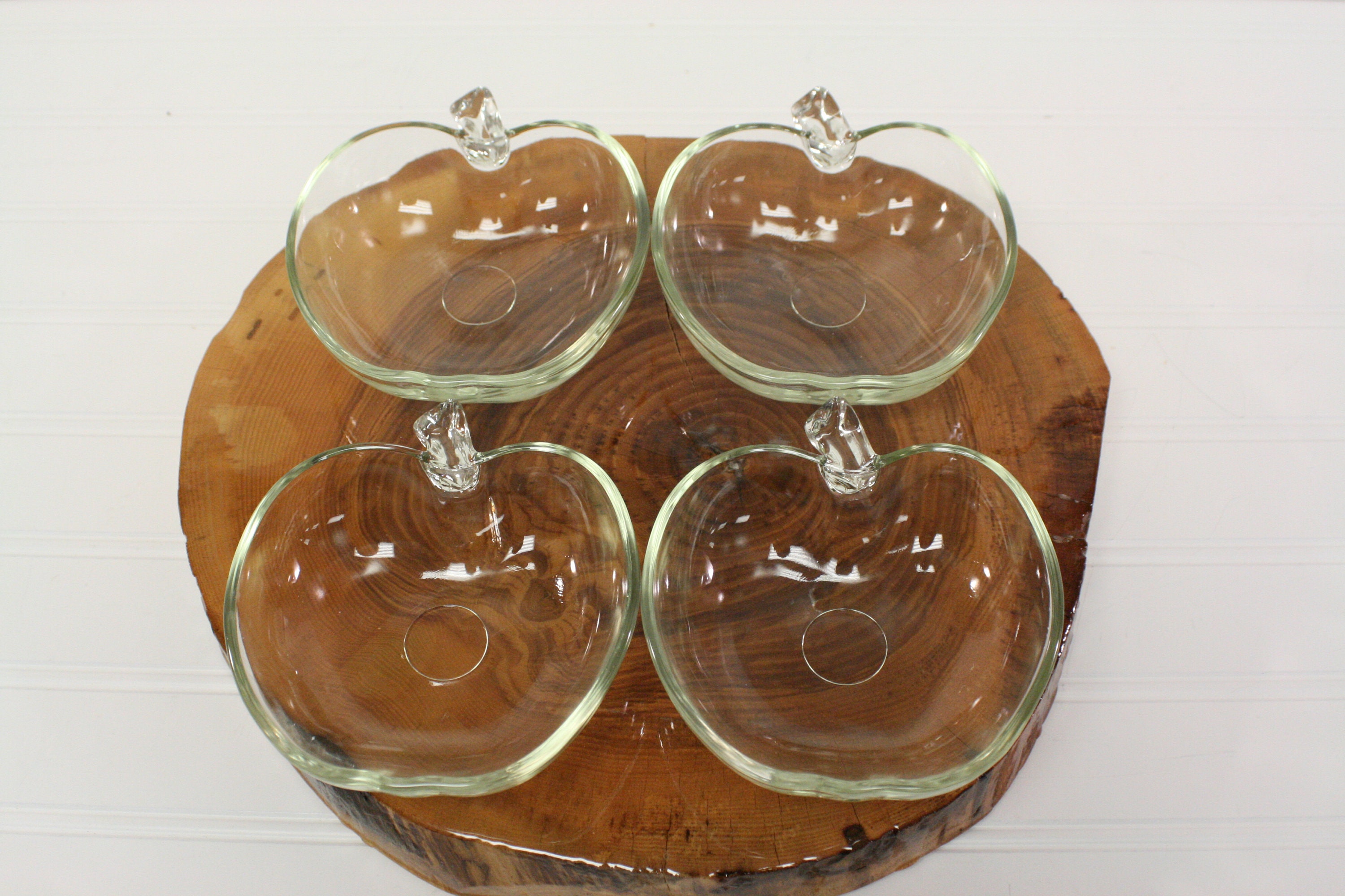 Vintage Small Clear Glass Apple Bowls/appleshaped Fruit Bowls