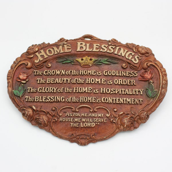 Vintage Home Blessings Wall Decor/Joshua 24:15 Wall Art/Scripture Wall Hanging/Bible Verse Wall Plaque/Christian/Inspirational
