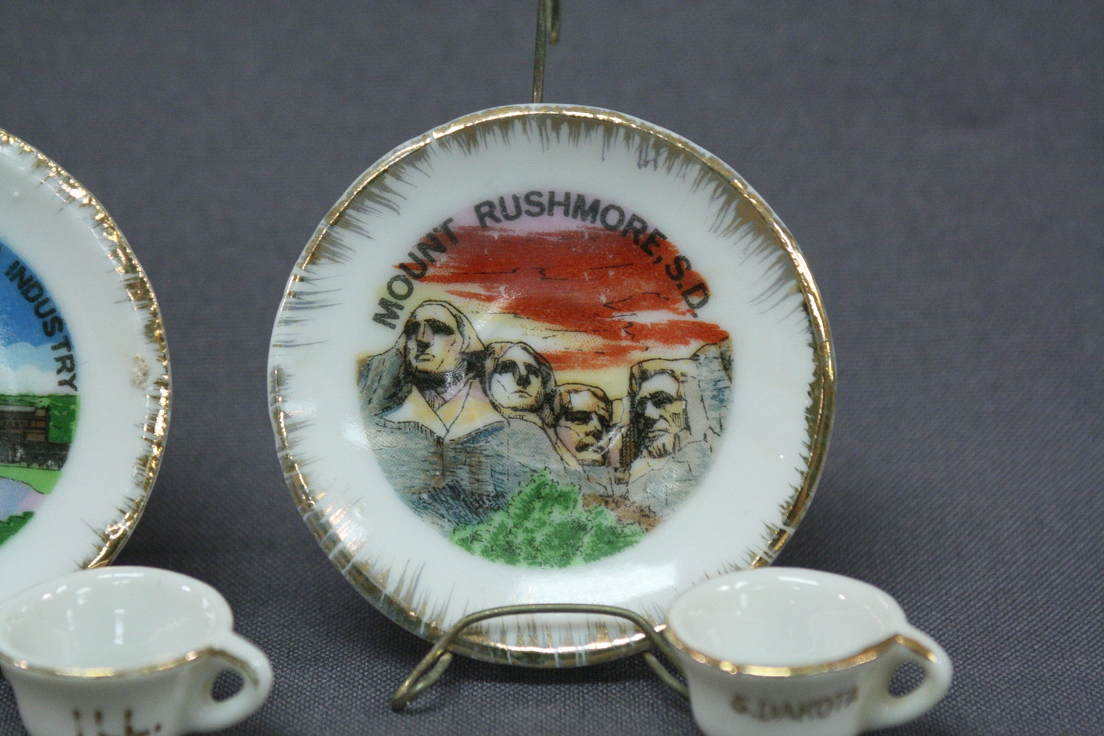 Vintage Souvenir Miniature Cups and Saucers with Wire Etsy