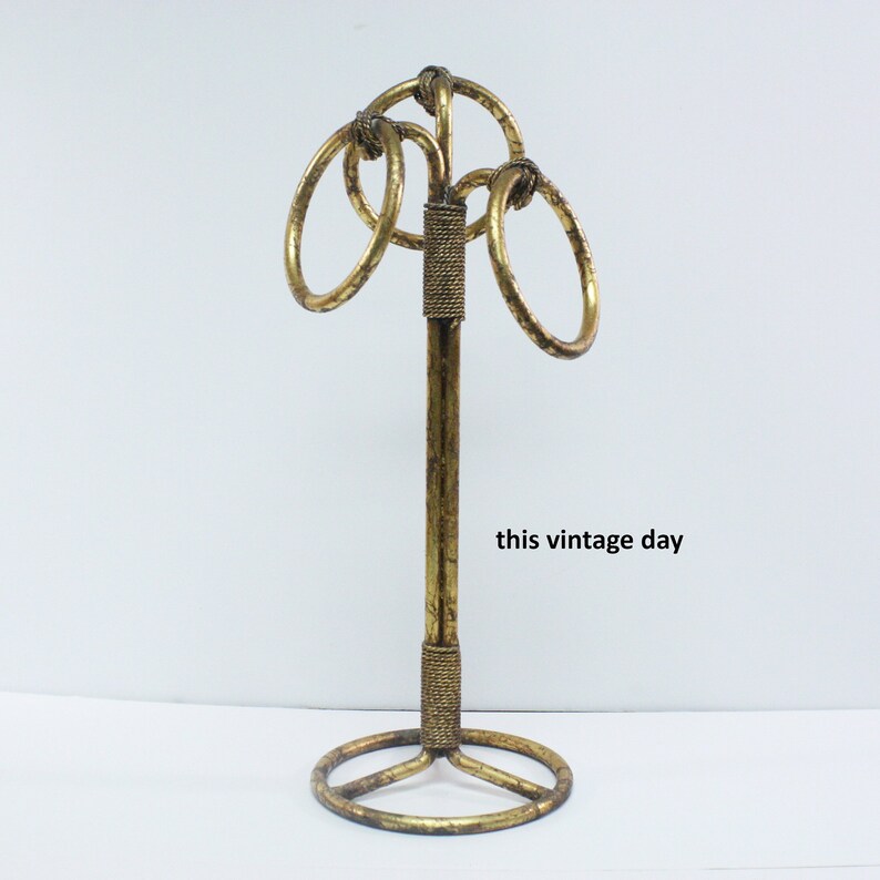 Vintage Countertop Towel Stand Gold Towel Stand Towel Ring Etsy