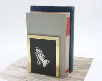 Vintage Praying Hands Metal Bookends/Gold Tone and Black Book Ends/Park Sherman New Jersey/Library/Living Room/Gift for Bookworms/Book Lover