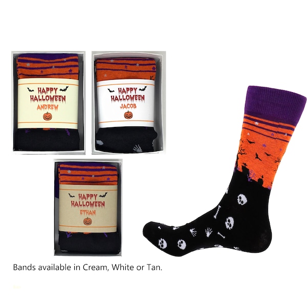 Multiple Patterns Available - Men's Halloween Novelty Socks / Personalized with Gift Boxed or Socks Alone / Gifts for Guys, Ghosts, Skulls