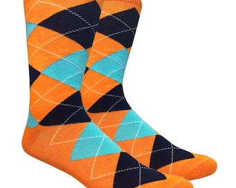 orange and navy dress socks Men's Navy Blue and Orange Striped Socks TieMart