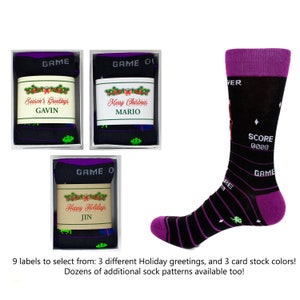 Men&#39;s Video Game Arcade Novelty Socks - Multiple Patterns Available - Personalized Band & Gift Boxed / Holiday Gifts / Gifts for Guys