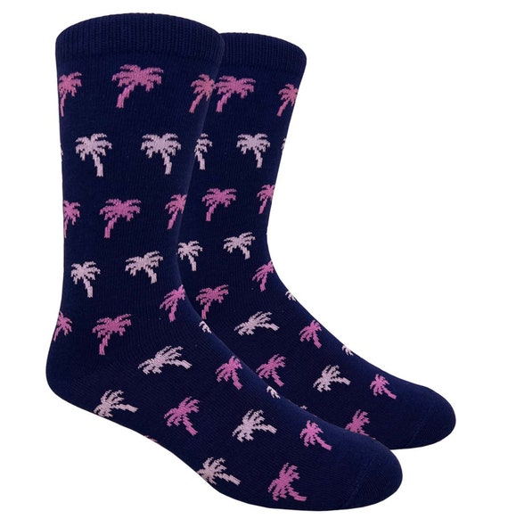 Men's Navy with Pink Palm Trees Dress Wedding Groomsmen Socks - 1 Pair / Men's Gifts / Father's Day Gifts, Proposal Socks Men's Navy with Pink Palm Trees Dress Wedding Groomsmen Socks - 1 Pair / Men's Gifts / Father's Day Gifts, Proposal Socks