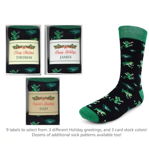 1 Pair Men&#39;s Frogs Novelty Socks - Multiple Patterns Available - Personalized Band & Gift Boxed Option / Holiday Gifts / Gifts for Guys