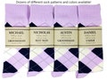 Lilac & Navy Argyle Socks, Multiple Color Options - 1 Pair Men's Personalized Groomsmen Proposal Socks and Sock Labels / Groomsmen Gifts