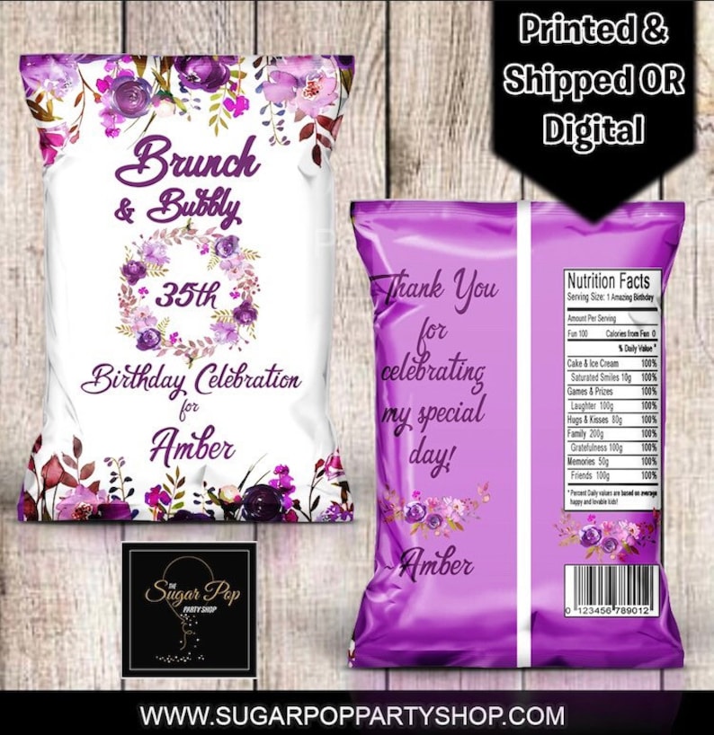 Brunch Bubbly Birthday Dinner Adult Birthday Celebration Brunch Favors General Birthday Floral Party Favors Brunch Party Supplies Paper Party Supplies Tripod Ee
