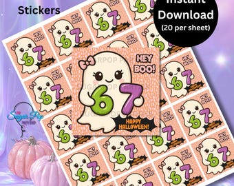 Instant Download| Six Seven| 67 Halloween Skeleton Stickers| Classroom Treats| Favor Tags| Trick or treat stickers| trunk or treat stickers