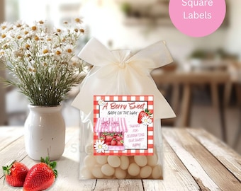 Instant Download| Berry Sweet Baby| Sticker Labels| Strawberry Baby Shower Printables