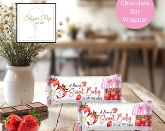 Descarga instantánea / Bebé dulce de bayas / Etiquetas imprimibles para barra de dulces / Imprimibles para baby shower de fresa