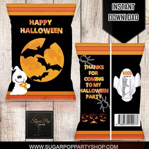 Instant Download| Orange Halloween| Chip Bag Wrapper| Halloween Party Favors