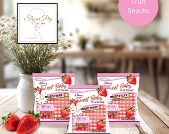Instant Download| Berry Sweet Baby| Printable Fruit Snack Gummy Labels| Strawberry Baby Shower Printables