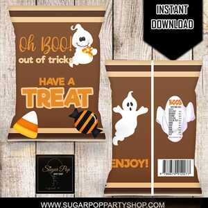 Instant Download| Oh Boo Halloween| Chip Bag Wrapper| Halloween Party Favors