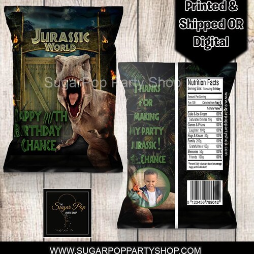 Jurassic World Chip Bag Jurassic World Party Ideas Dinosaur Etsy Finland