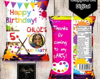Personalized| Art Party| Paint Party| Chip Bag Wrapper| Birthday Party Favors