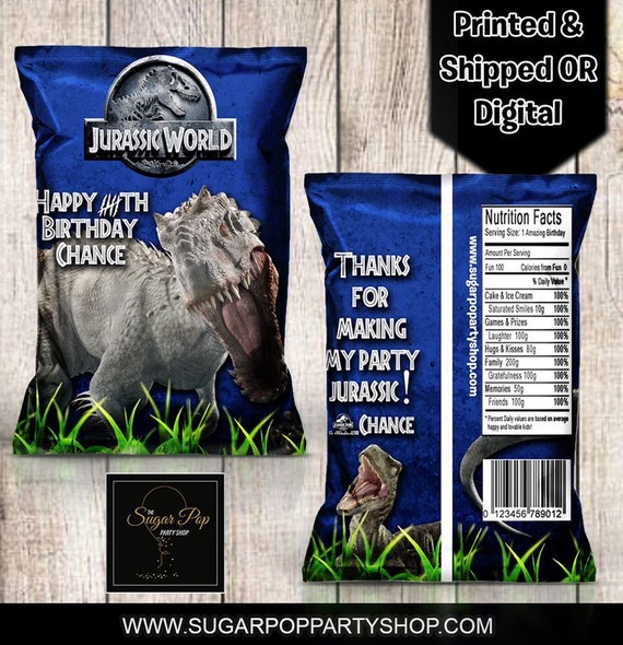 Jurassic World Chip Bag Jurassic World Party Ideas Dinosaur Etsy