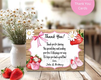 Personalized| Berry Sweet Baby| Thank You Cards| Strawberry Baby Shower Thank You Cards