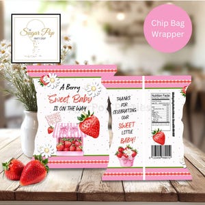 Instant Download| Berry Sweet Baby| Chip Bag Wrapper| Strawberry Baby Shower Printables
