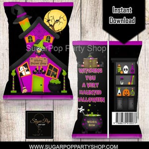 Instant Download| Witch Halloween| Chip Bag Wrappers| Halloween Party Favors