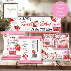 Instant Download| Berry Sweet Baby| Baby Shower Bundle| Strawberry Baby Shower Printables