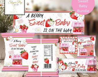 Instant Download| Berry Sweet Baby| Baby Shower Bundle| Strawberry Baby Shower Printables