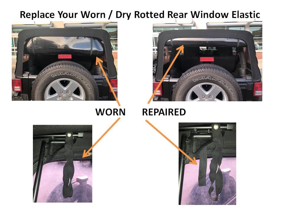 Jeep Wrangler JK Soft Top Rear Window Roll Up Elastic Etsy 日本