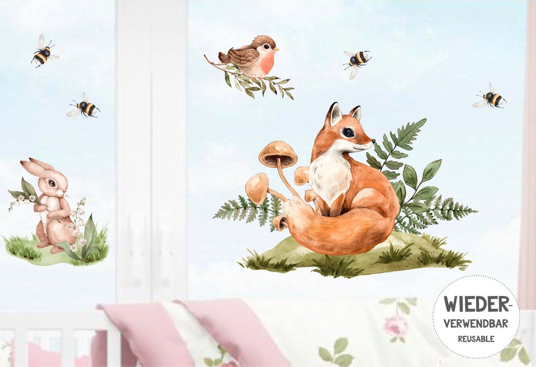 Wondever Fenstersticker Herbst - Waldtiere Aufkleber Mit Ahornblättern Und Tieren