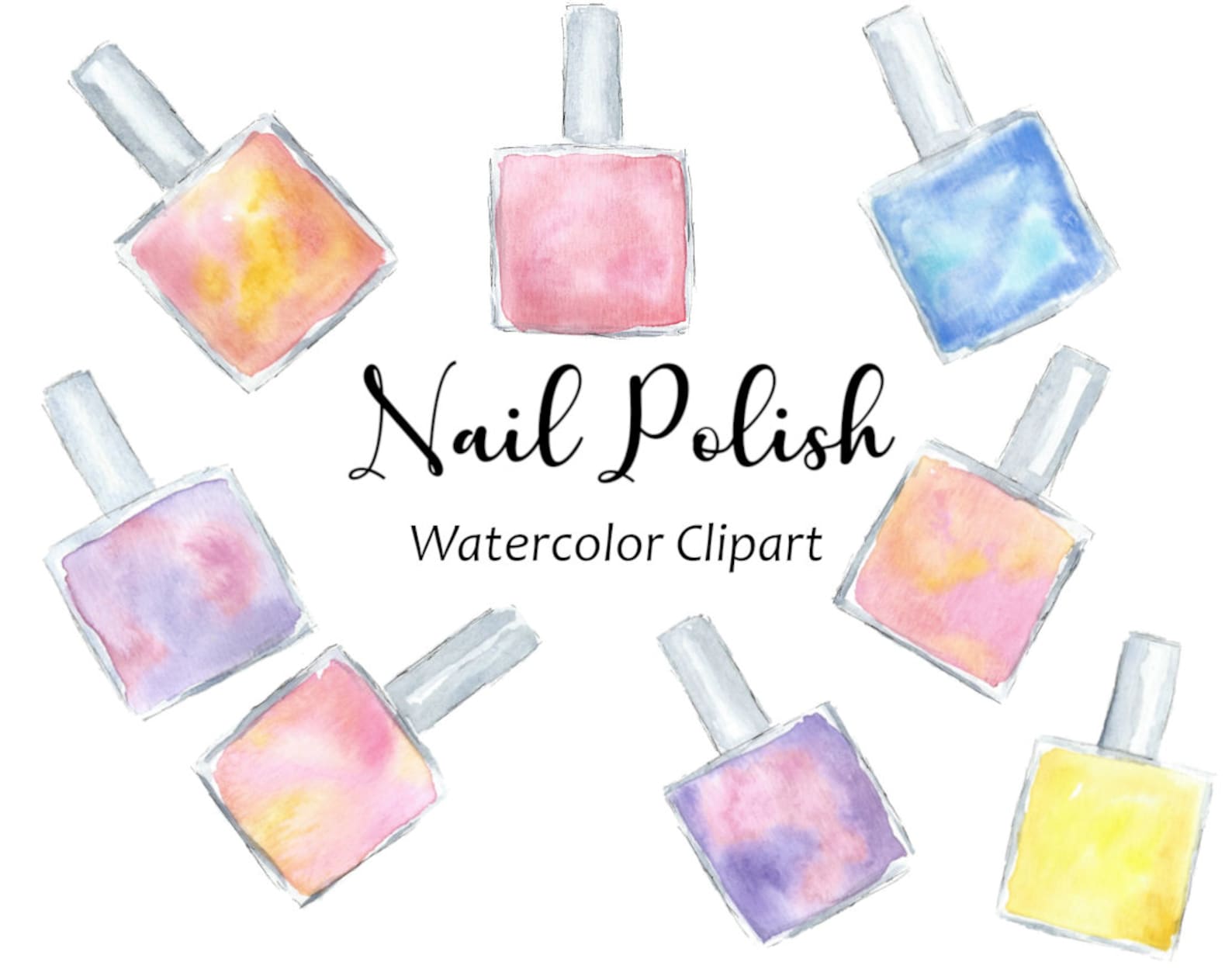 Nail Polish Watercolor Clipart Beauty & Fashion Clip Art 8 Etsy