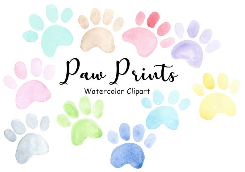 Watercolor Paw Print Clipart Dog Paw Clip Art PNG Puppy | Etsy