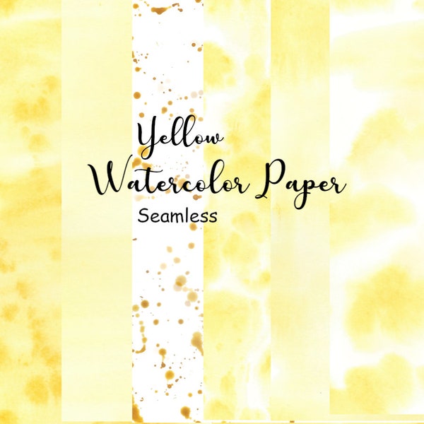 Yellow Watercolor Digital Paper, Seamless Background Texture, Hand Painted Background, Watercolor Paper Pack, Seamless Pattern Scrapbook