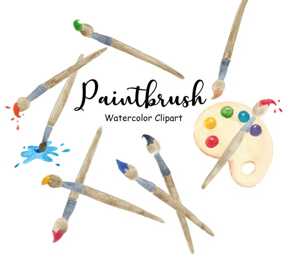 Watercolor Paintbrush Clipart Artist Clip Art 10 Hand Etsy