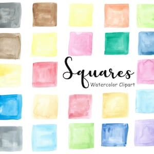 Aquarelle carrés Clipart, formes Clip Art, 23 peint à la main PNG aquarelle graphique utilisation commerciale, Images numériques
