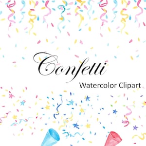 Confetti Aquarel Party Clipart, Hand Painted PNG Instant Download, Party Graphics, Scrapbook Supply, Commercieel Gebruik