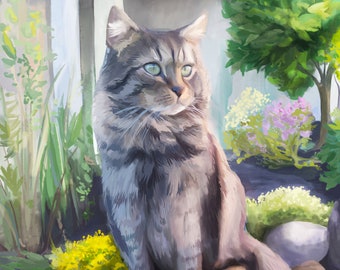 Custom Digital Pet Portrait Art | Hand Painted Digital Pet Portrait Download | Personalized Wall Art