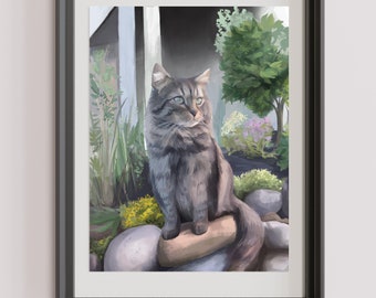 Custom Pet Portrait Art Print | Hand Painted Pet Portrait Print | Personalized Wall Art