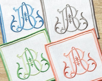Custom Embroidered Cocktail Napkins - Set of 4
