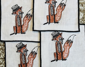 FUNKY FOX BAR  Cocktail Napkins - Set of 4