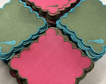 Custom Embroidered Cocktail Napkins - LARGE QUANTITY ORDERS