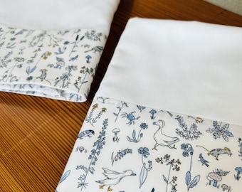 KID'S PILLOWCASE w/Liberty of London Tana Lawn THEO Blue Banding