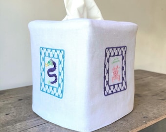Custom  Tissue Box Cover Mahjong Tiles