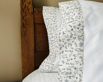 KID'S PILLOWCASE w/Liberty of London Tana Lawn THEO Blue Banding